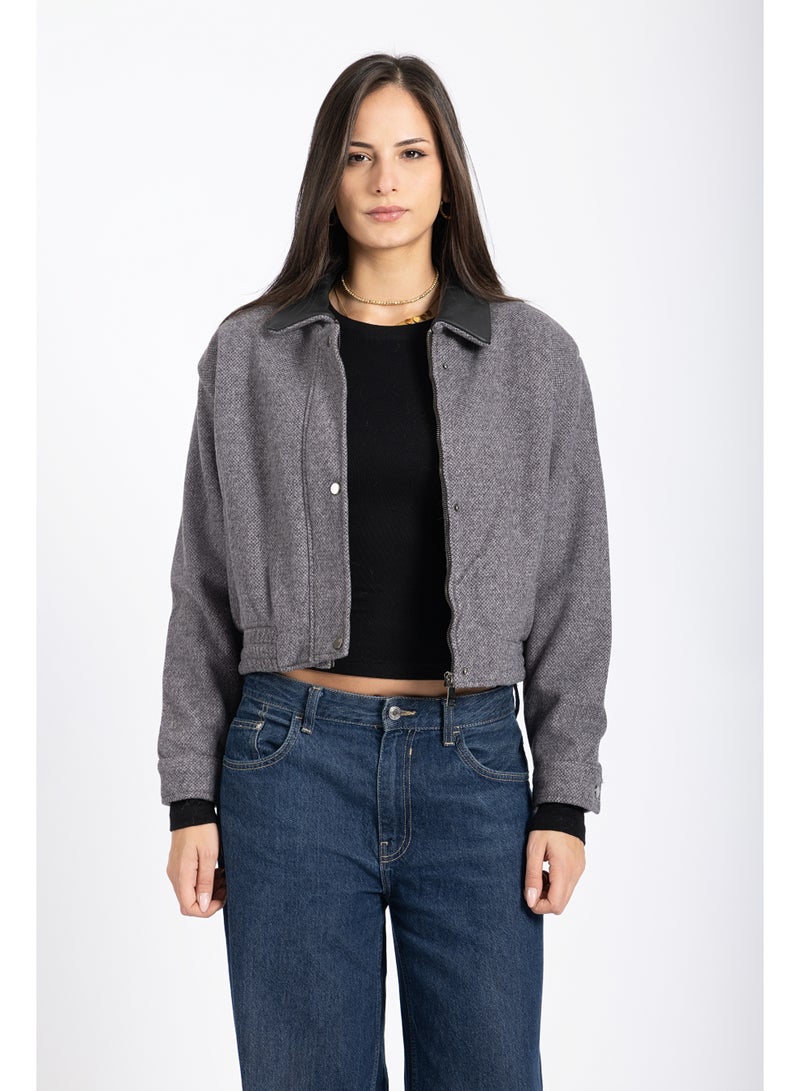 AMICI Grey bomber jacket(REAL LEATHER) - Image 1